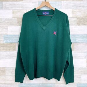 POLO Ralph Lauren Pure Cashmere Sweater Dark Green Golf Shield Logo VTG Mens XL